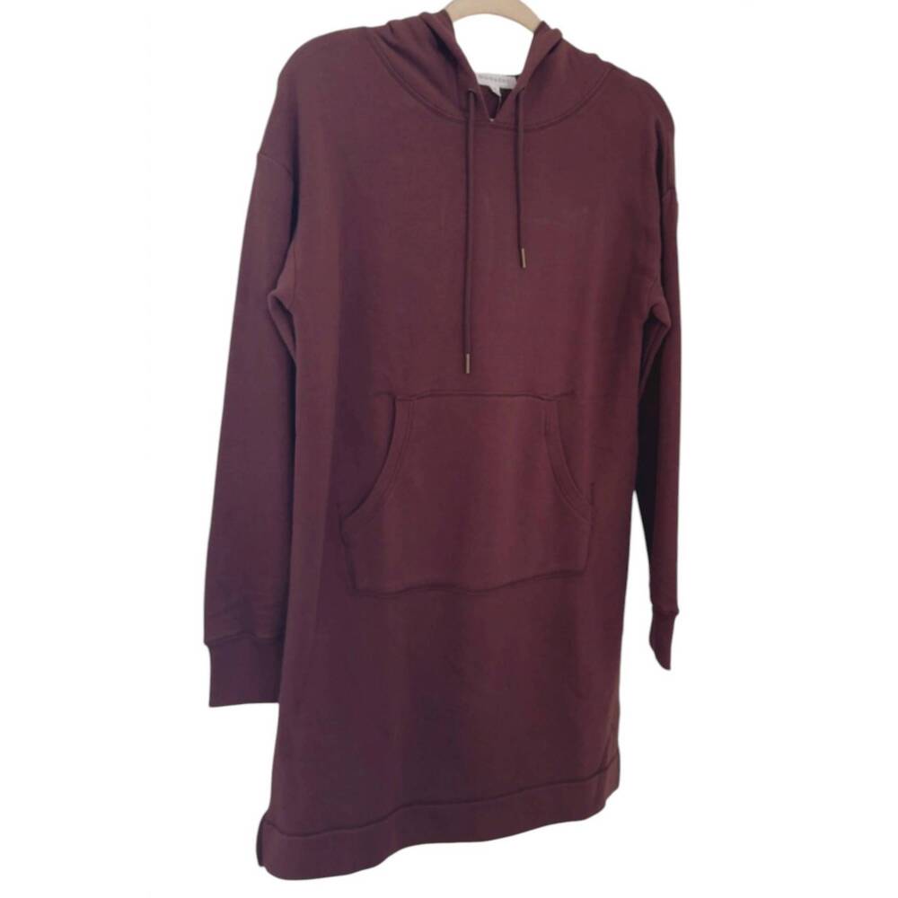 NEW MODODOC women's hooded sweatshirt dress in espresso